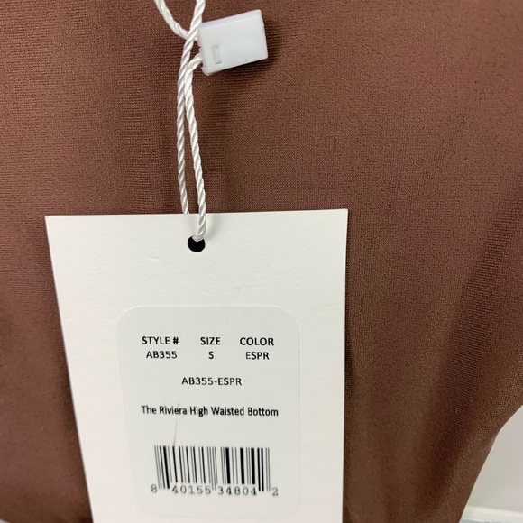 NWT Andie Swim Bikini Set SMALL Brown Riviera High Waist Belted Bottom Scala Top - Picture 9 of 9